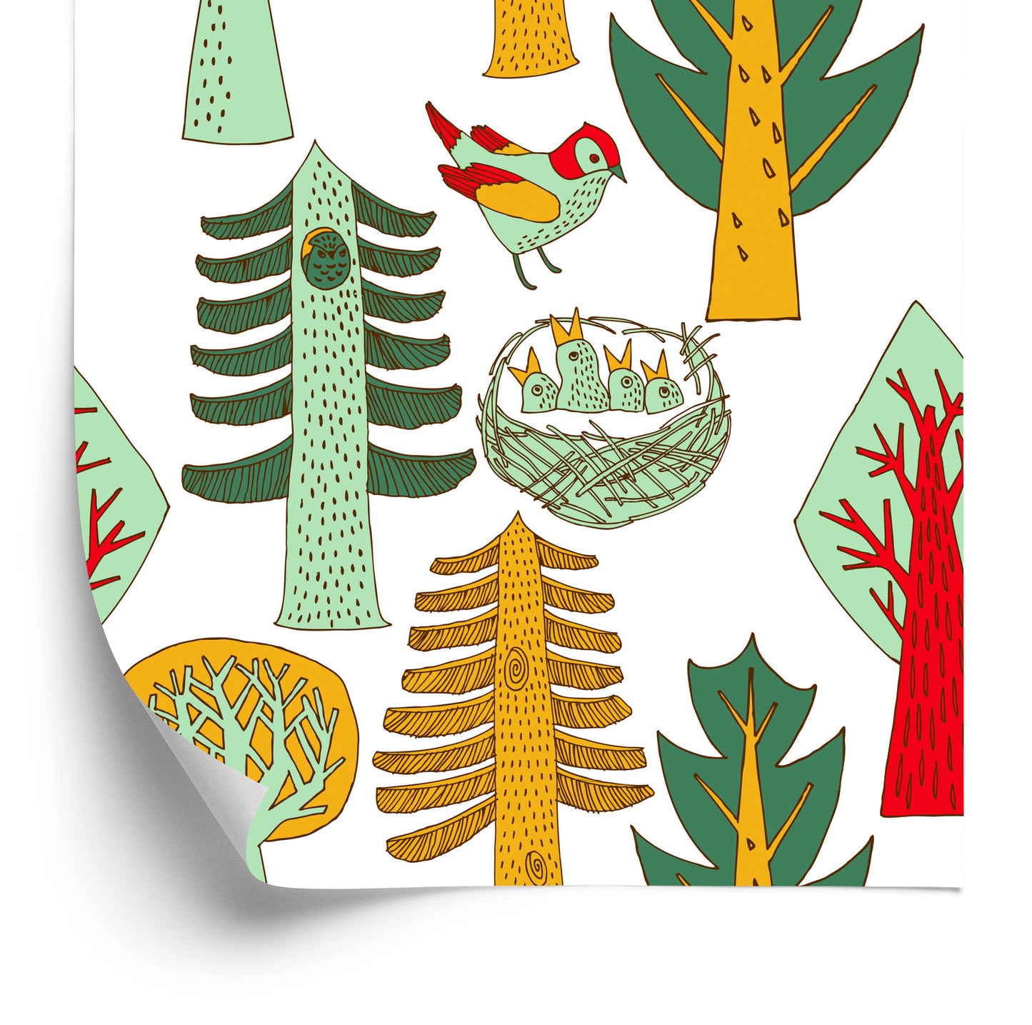Wallpaper Birds Tree For Baby's Room