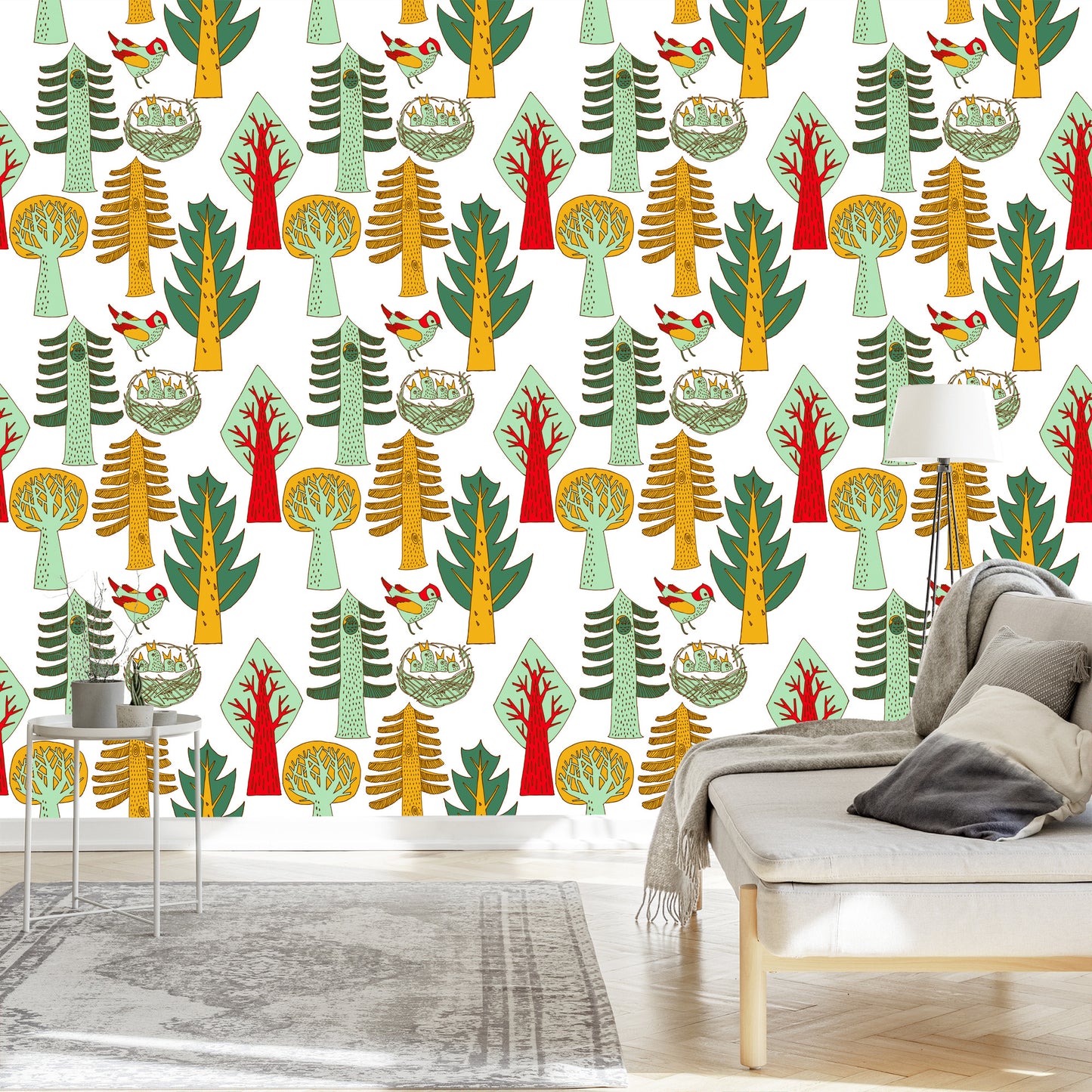Wallpaper Birds Tree For Baby's Room