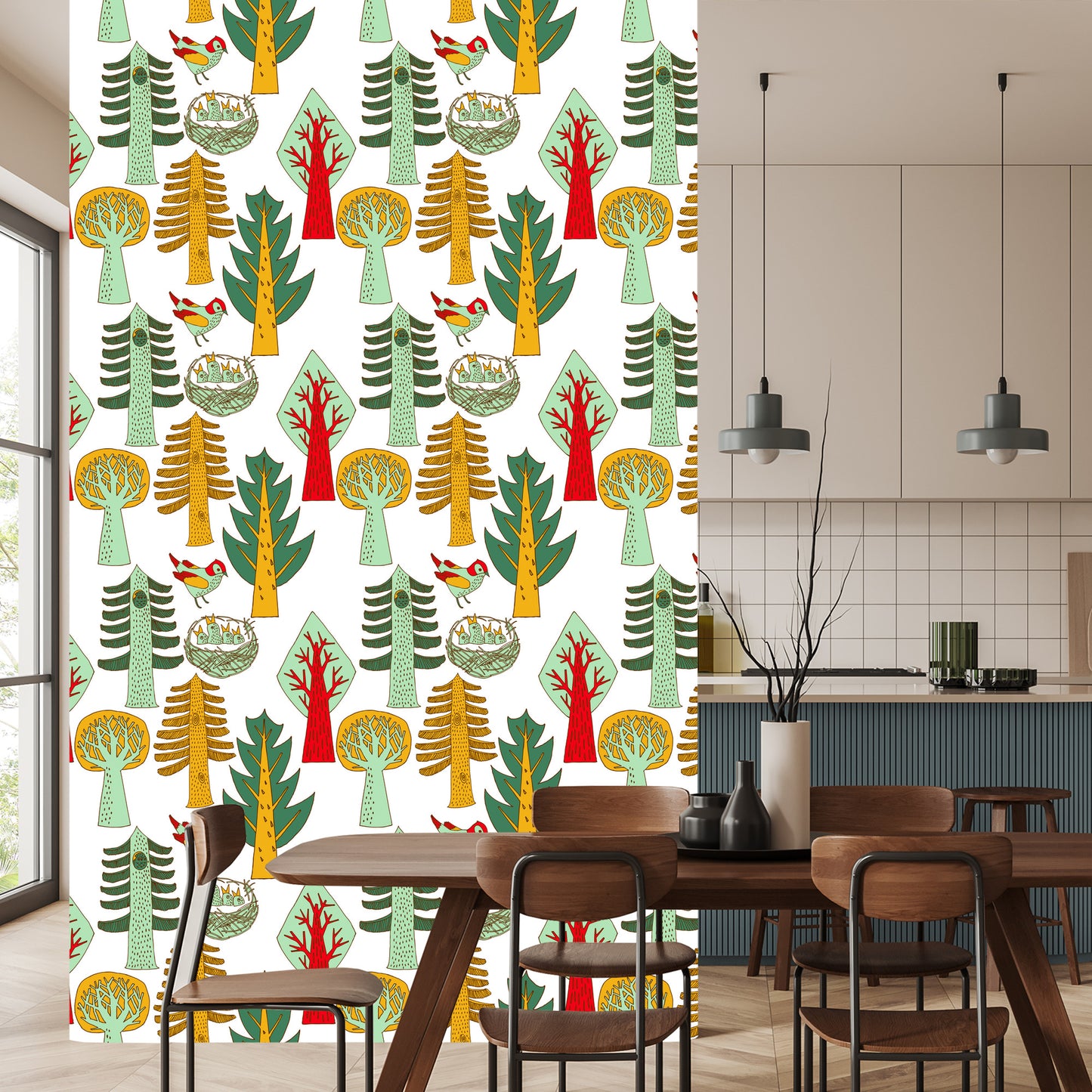 Wallpaper Birds Tree For Baby's Room
