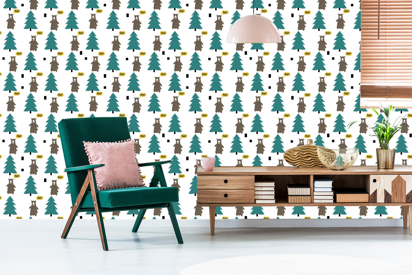 Wallpaper Tree Green Forest Children's Room