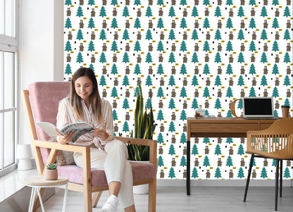 Wallpaper Tree Green Forest Children's Room
