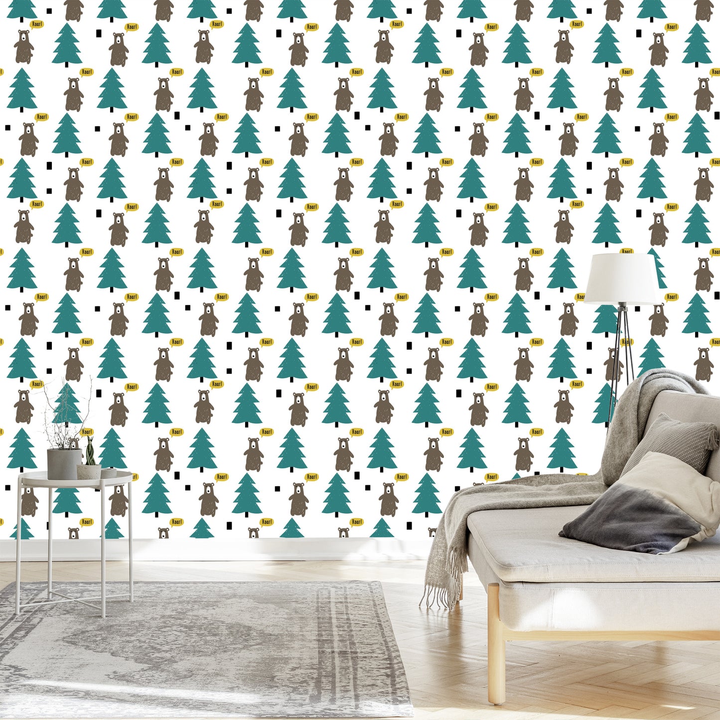 Wallpaper Tree Green Forest Children's Room