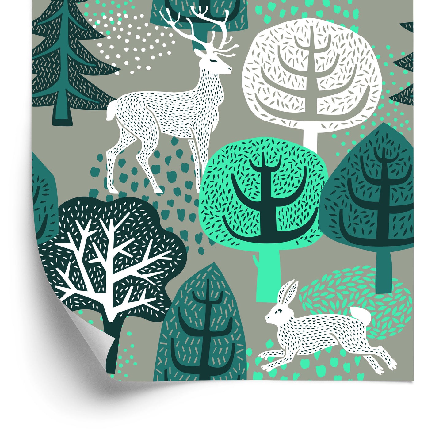 Wallpaper Trees, Green, Nature. Children's Room