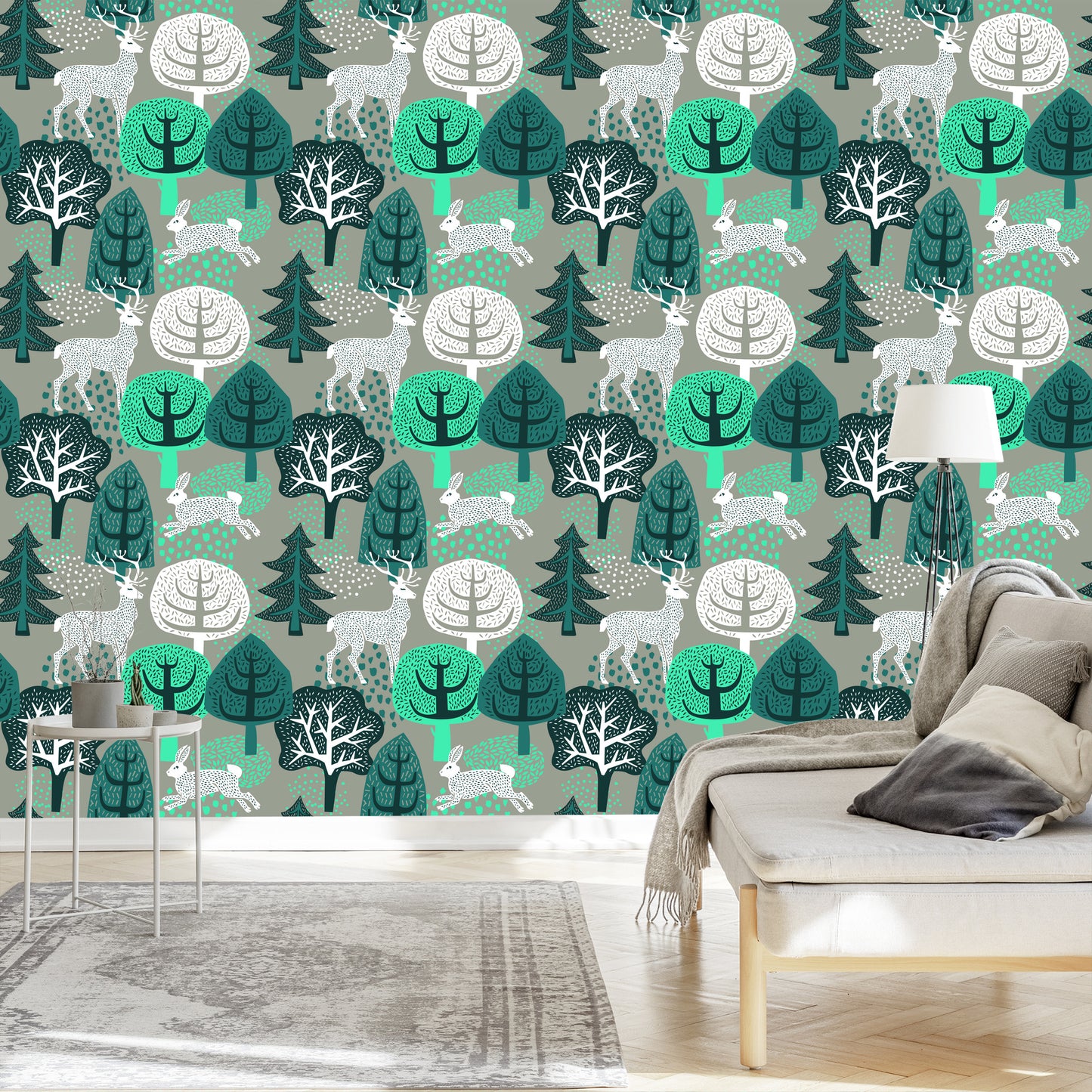 Wallpaper Trees, Green, Nature. Children's Room