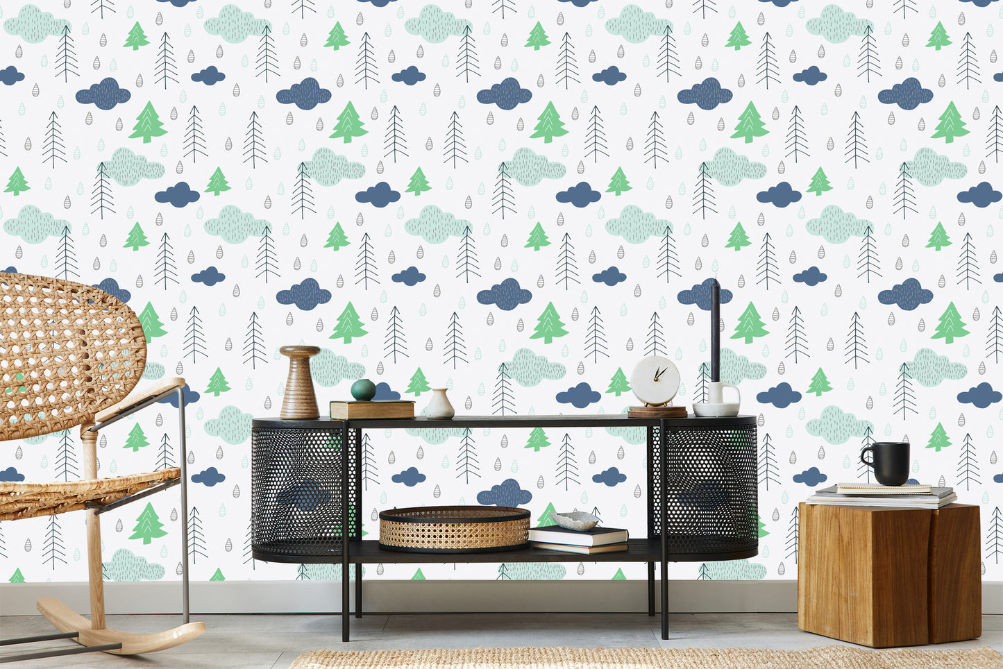 Wallpaper Trees. Clouds. Nature Children's Room