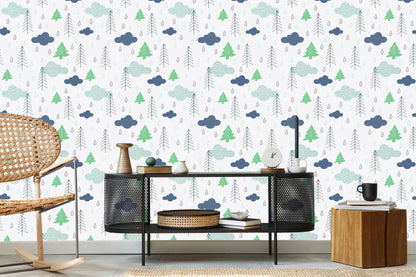 Wallpaper Trees. Clouds. Nature Children's Room