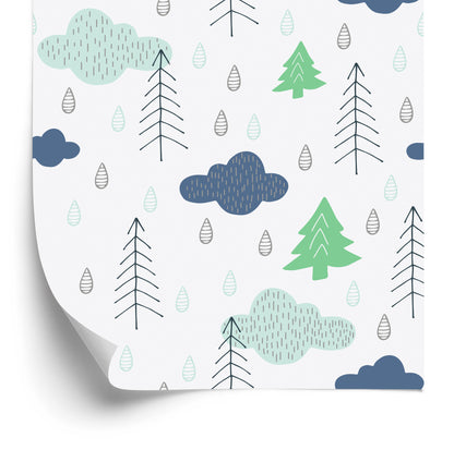Wallpaper Trees. Clouds. Nature Children's Room