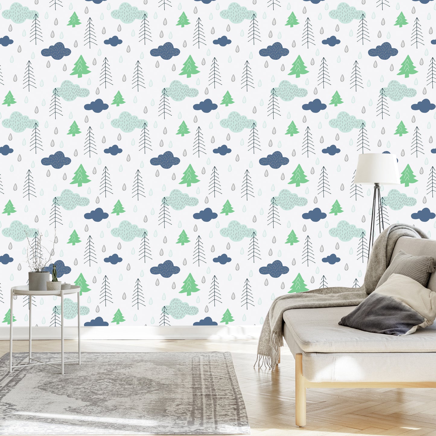 Wallpaper Trees. Clouds. Nature Children's Room