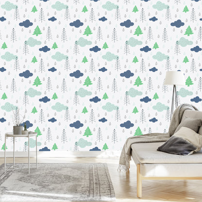 Wallpaper Trees. Clouds. Nature Children's Room