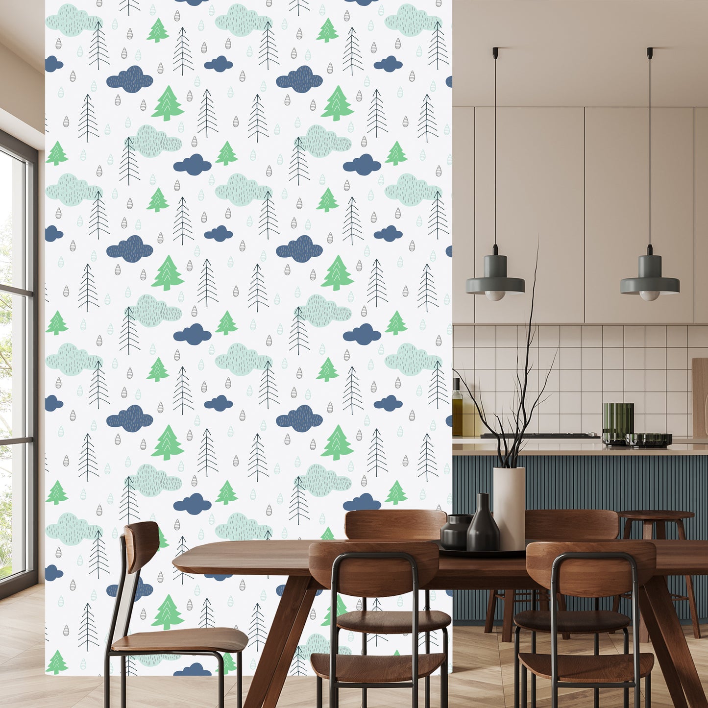 Wallpaper Trees. Clouds. Nature Children's Room