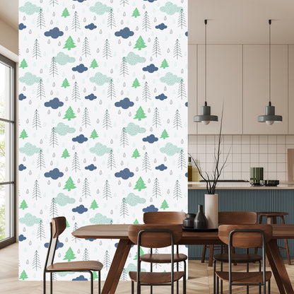 Wallpaper Trees. Clouds. Nature Children's Room