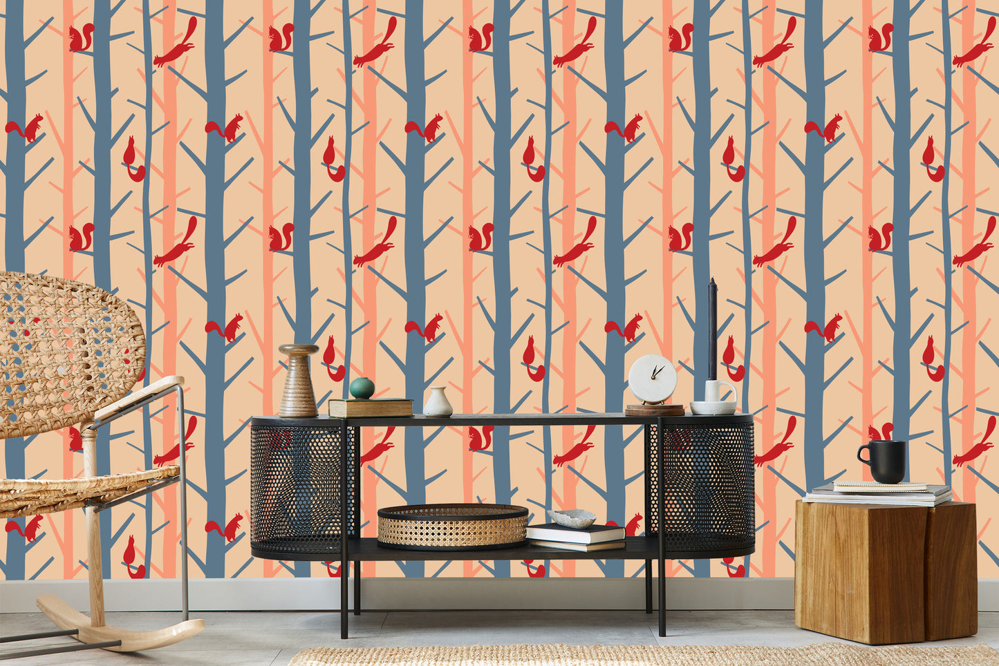 Wallpaper Colorful Nature Trees For A Baby's Room