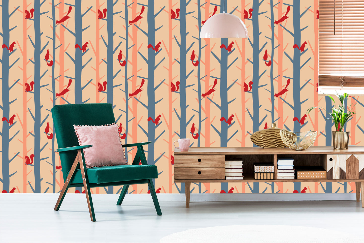 Wallpaper Colorful Nature Trees For A Baby's Room