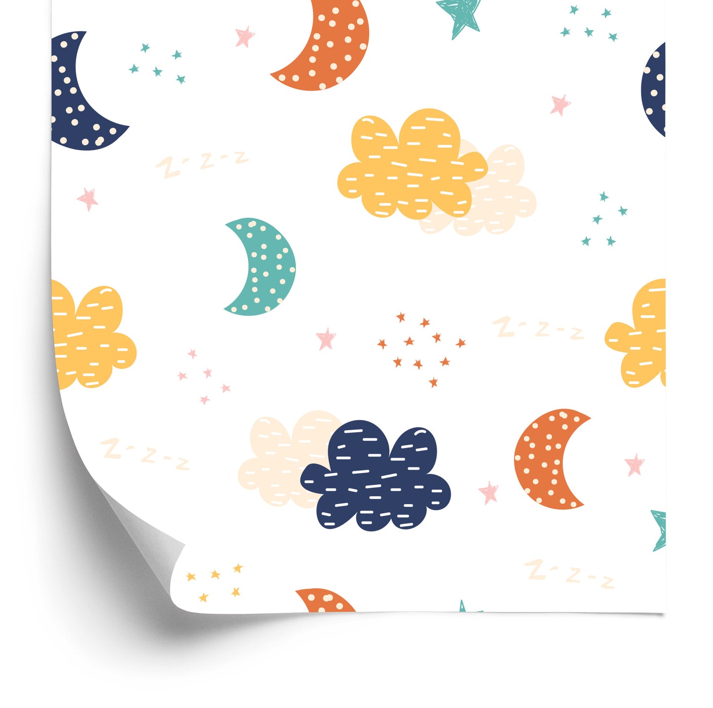 Wallpaper For Children - Colorful Clouds, Stars And Moons