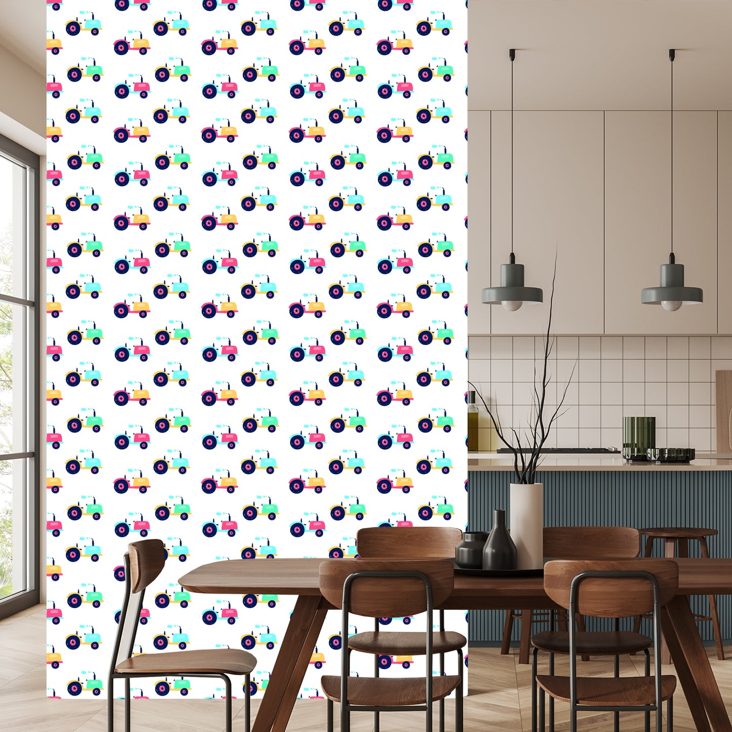 Wallpaper Colorful Vehicles For Baby's Room