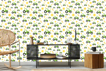 Wallpaper Tractors With Grain And Suns