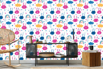 Wallpaper Rabbits With A Rainbow