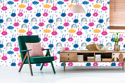 Wallpaper Rabbits With A Rainbow