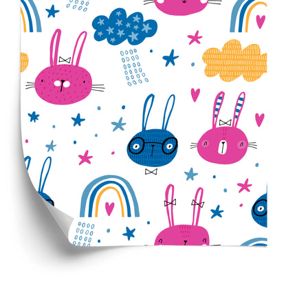 Wallpaper Rabbits With A Rainbow