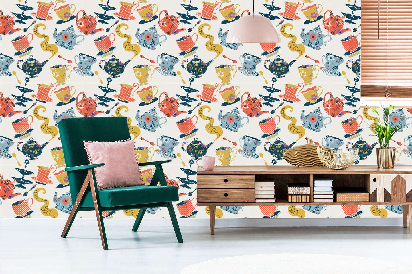 Wallpaper For The Kitchen - Colorful Tea Set