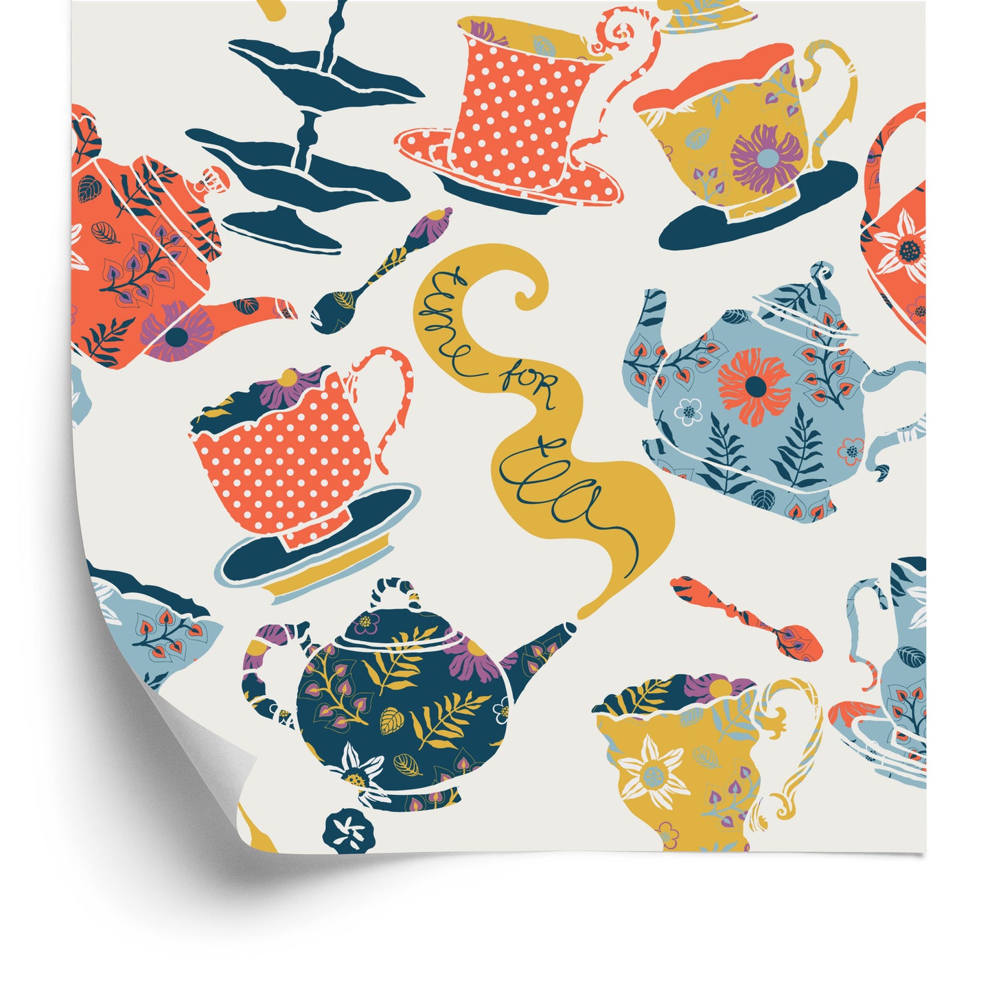 Wallpaper For The Kitchen - Colorful Tea Set