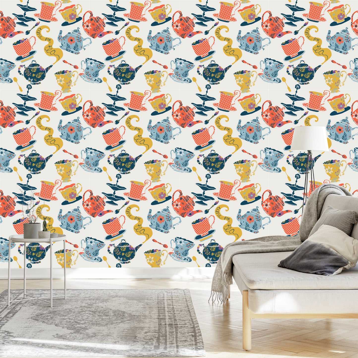 Wallpaper For The Kitchen - Colorful Tea Set