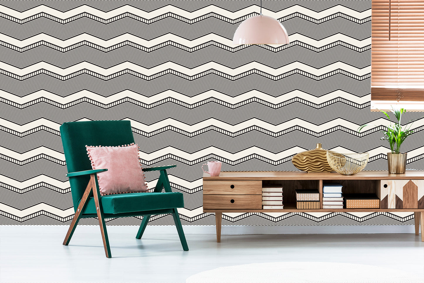 Wallpaper Geometric - Retro Zigzags