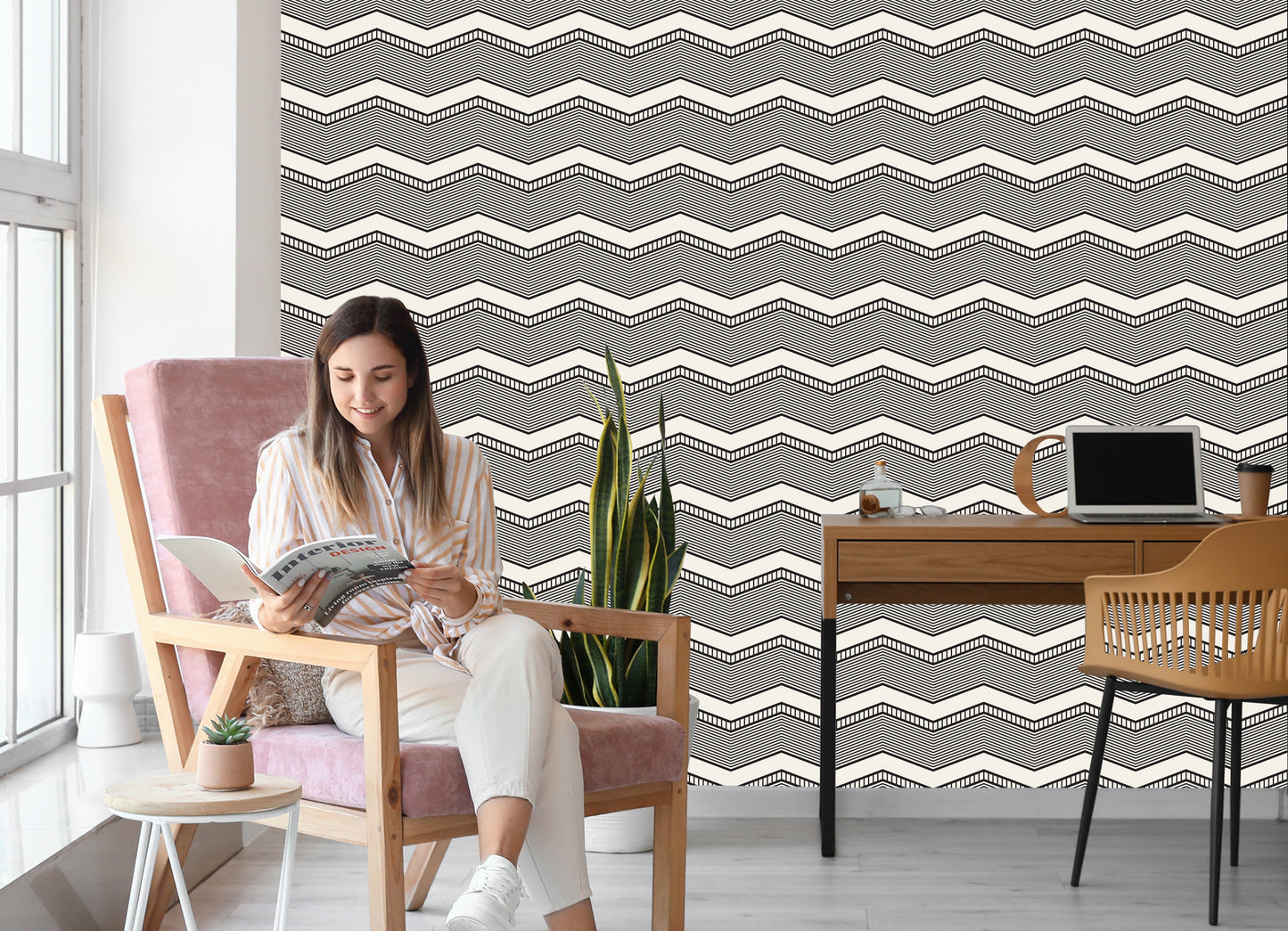 Wallpaper Geometric - Retro Zigzags