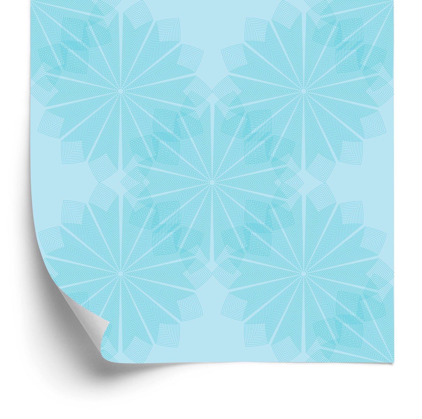 Wallpaper Turquoise Geometric Flowers