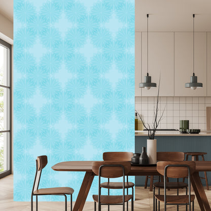 Wallpaper Turquoise Geometric Flowers