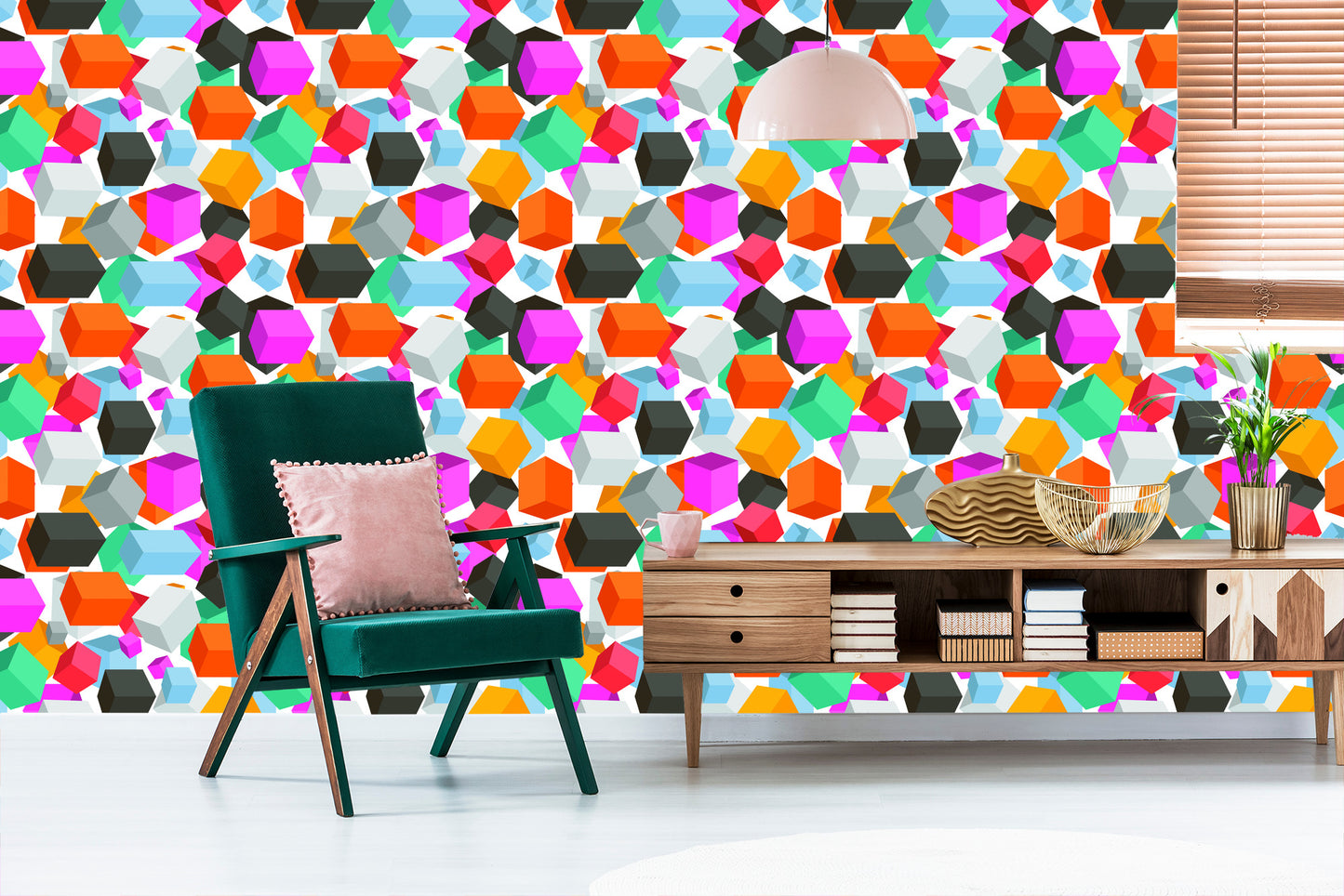 Wallpaper Colorful Cubes - 3D Effect