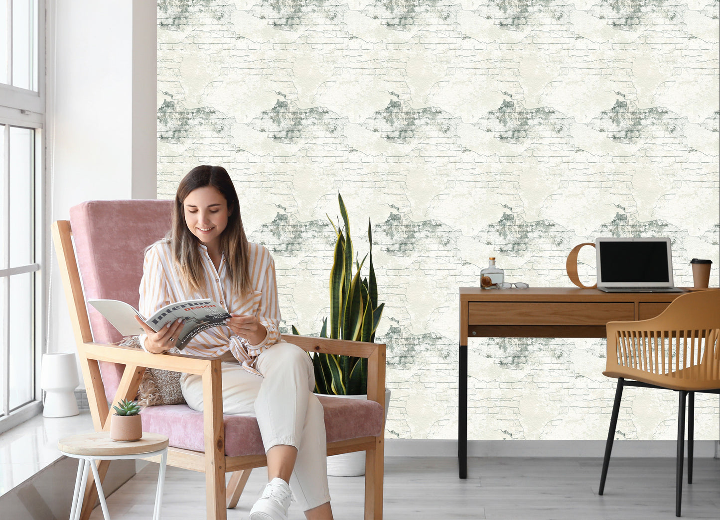 Wallpaper For Bedroom Concrete Beige Bricks Decoration Wall