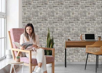 Wallpaper Gray Brick Wall