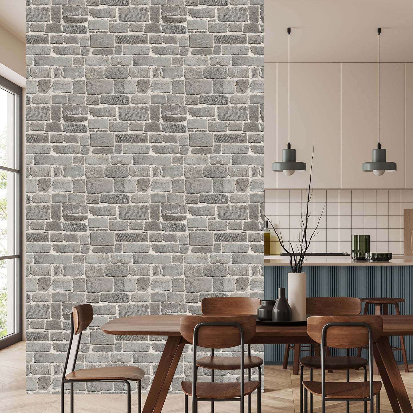 Wallpaper Gray Brick Wall