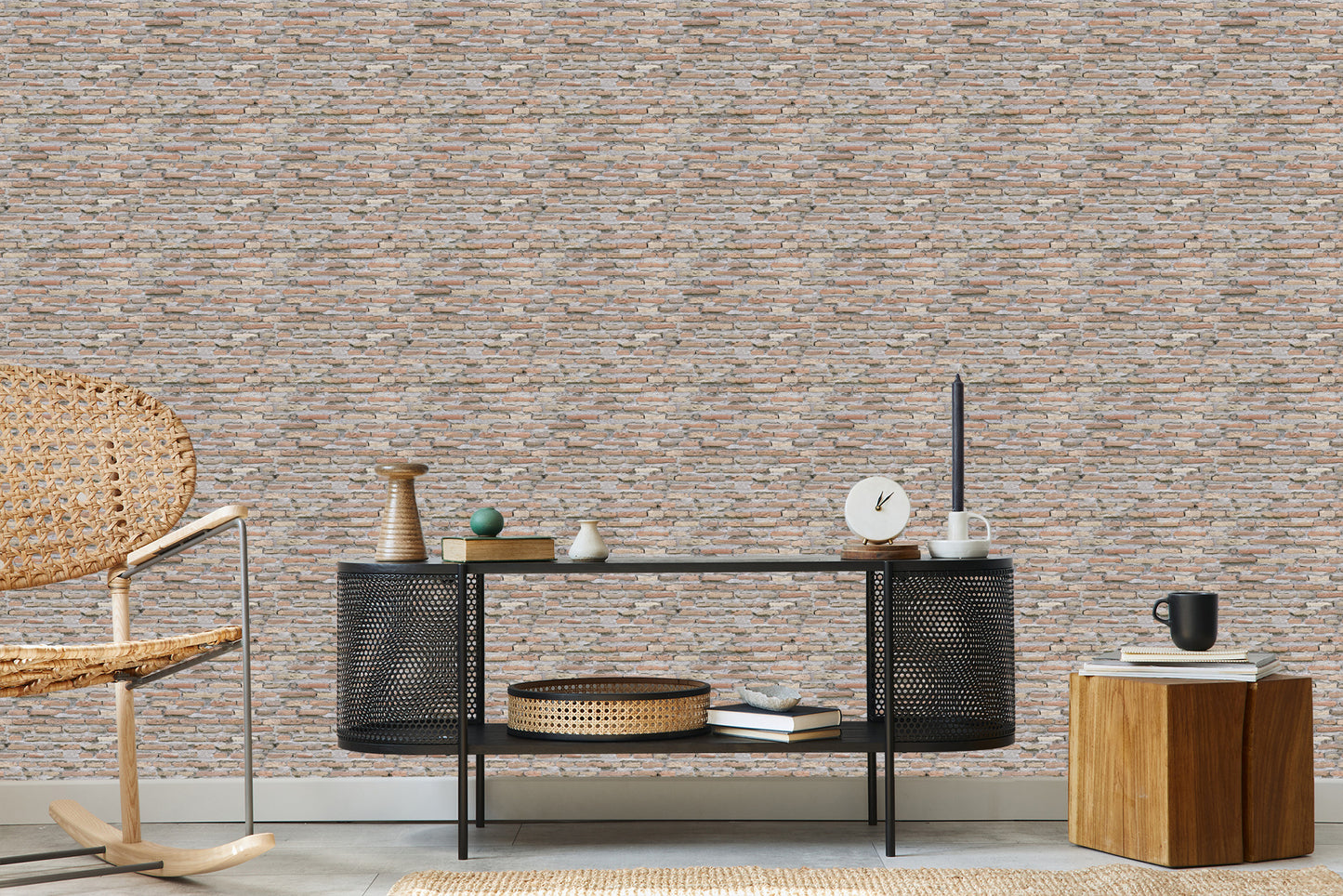 Wallpaper Old Brick Wall Slabs With 3D Effect