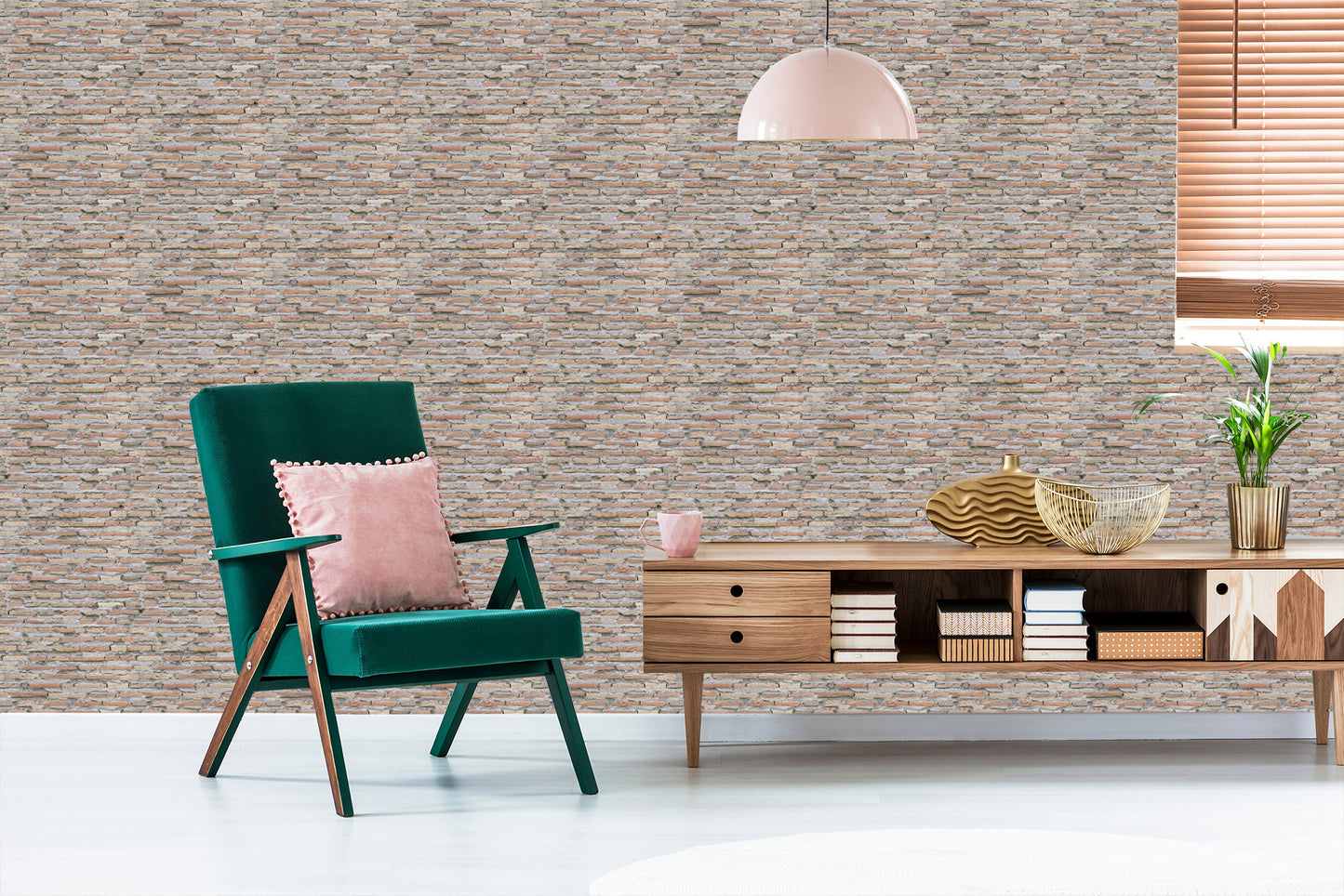 Wallpaper Old Brick Wall Slabs With 3D Effect