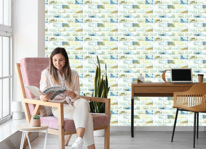 Wallpaper Colorful Bricks - Watercolor