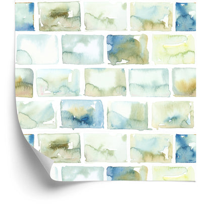 Wallpaper Colorful Bricks - Watercolor