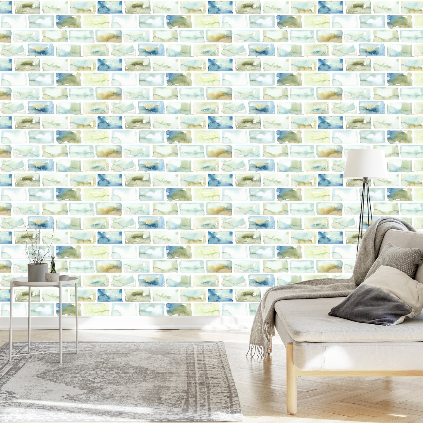 Wallpaper Colorful Bricks - Watercolor