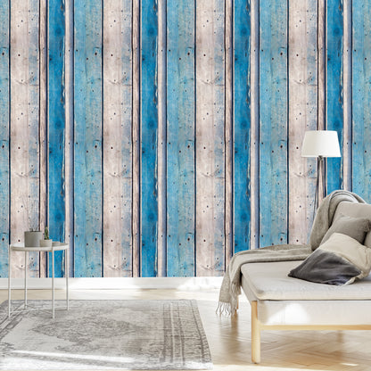 Wallpaper Blue Wooden Planks