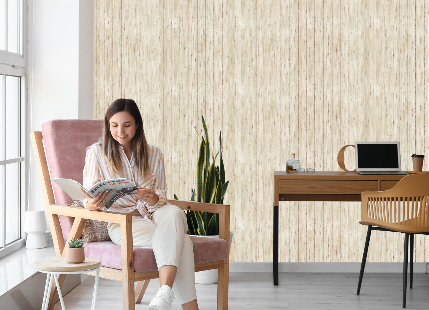 Wallpaper Bright Wooden Planks