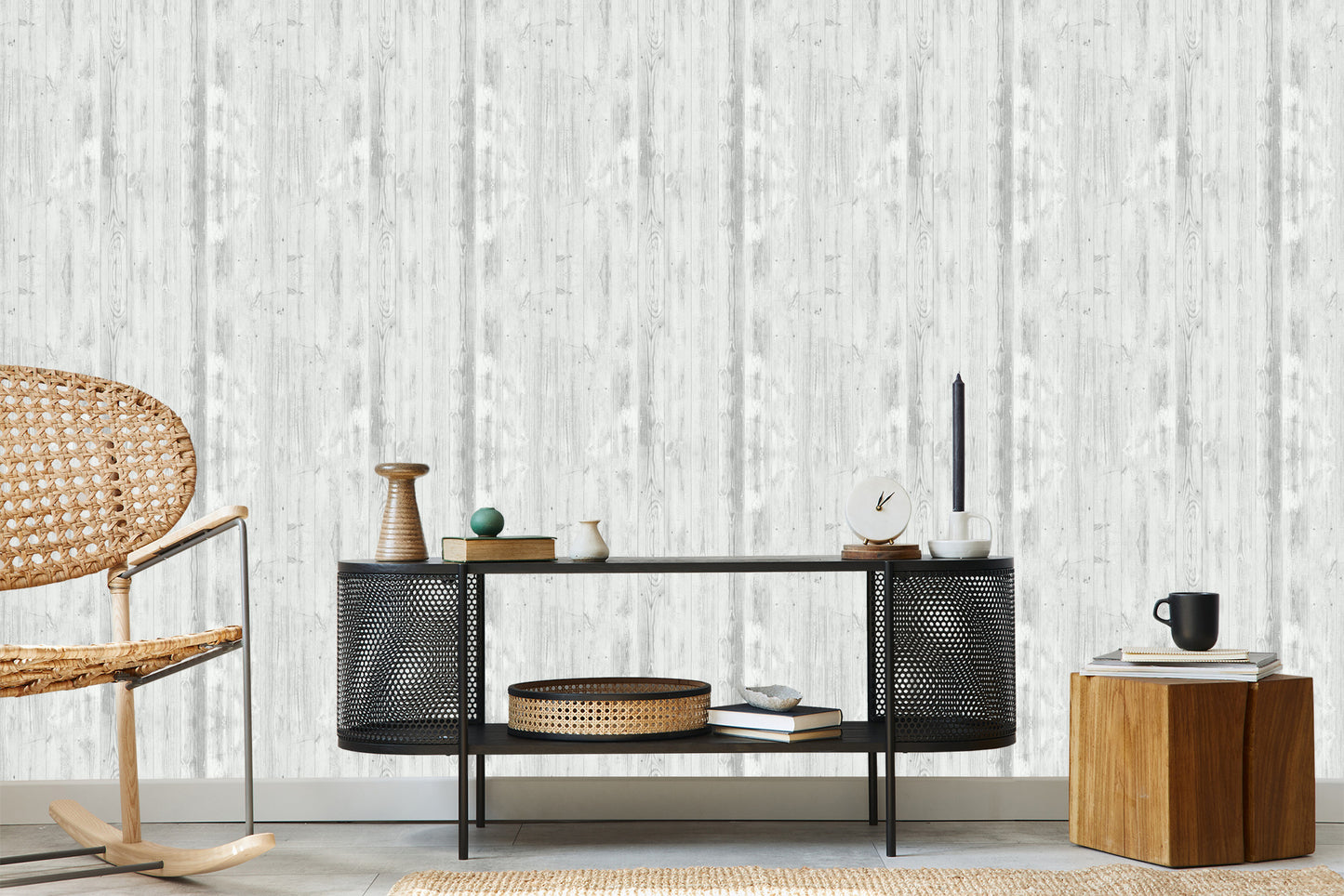 Wallpaper Fashionable Bright Vertical Wooden Planks