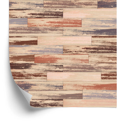 Wallpaper Colorful Wooden Planks In Retro Style