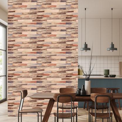 Wallpaper Colorful Wooden Planks In Retro Style