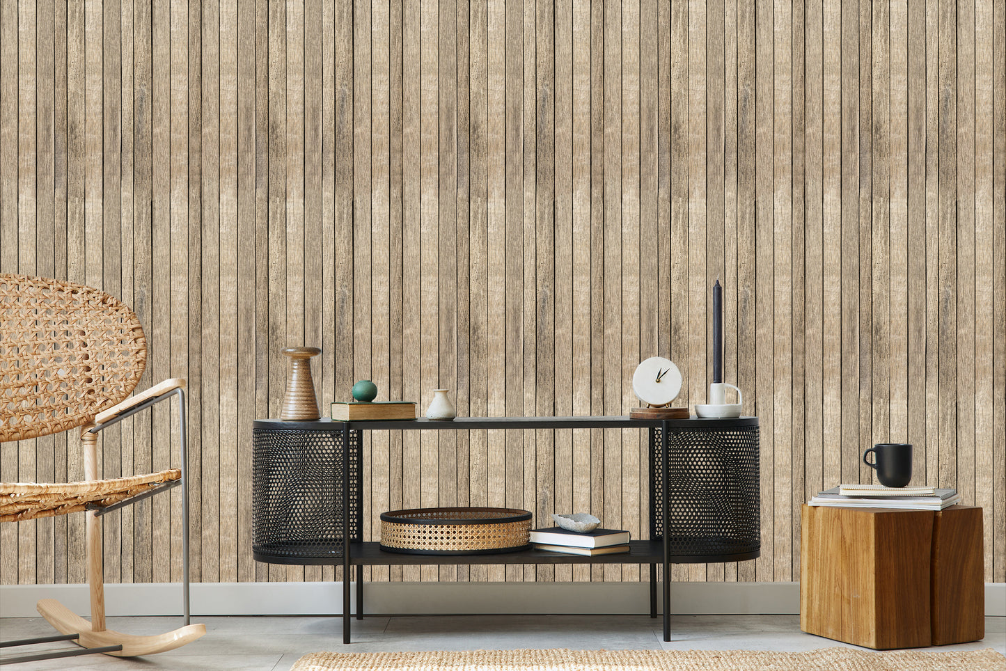 Wallpaper Wooden Planks In Scandinavian Style