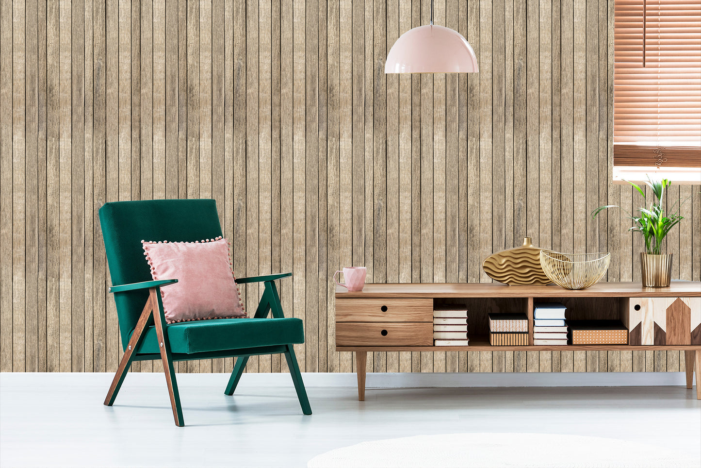 Wallpaper Wooden Planks In Scandinavian Style