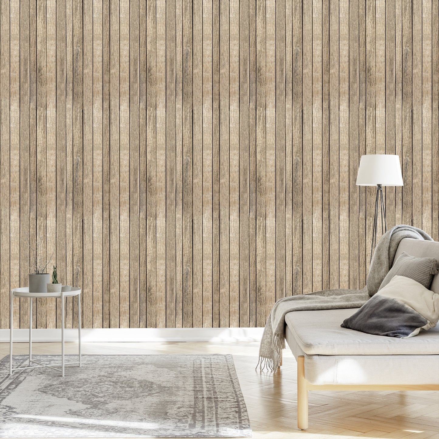 Wallpaper Wooden Planks In Scandinavian Style