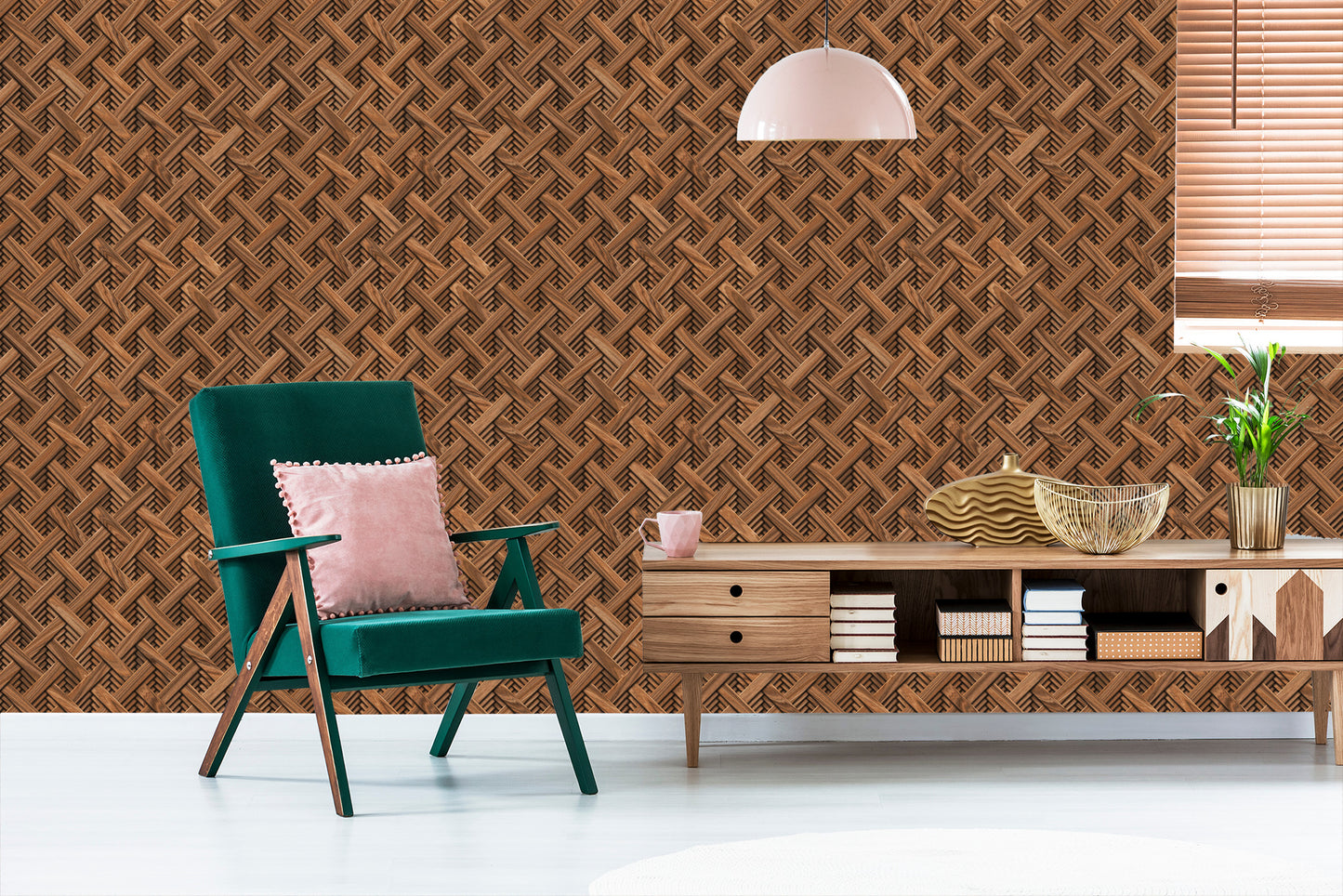 Wallpaper Wooden 3D Geometric Pattern