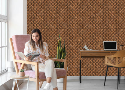 Wallpaper Wooden 3D Geometric Pattern