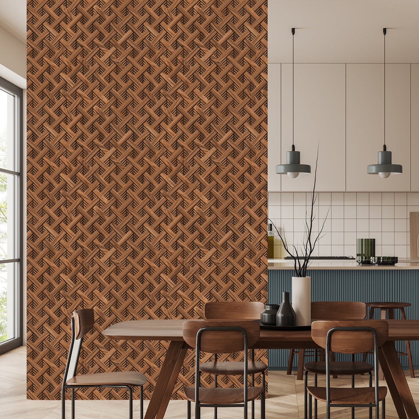 Wallpaper Wooden 3D Geometric Pattern